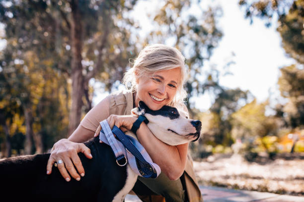 happy dog owner